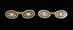 Pair of Art Deco Gold Pearl and Enamel Cufflinks - 1613056