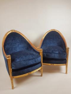 Pair of Art Deco Gondola Shaped Armchairs - 2933855