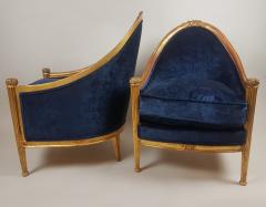 Pair of Art Deco Gondola Shaped Armchairs - 2933861