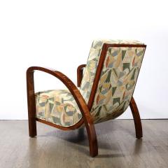 Pair of Art Deco Halabala Arm Chairs in Walnut Rare Clarence House Fabric - 3352495