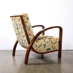 Pair of Art Deco Halabala Arm Chairs in Walnut Rare Clarence House Fabric - 3352578