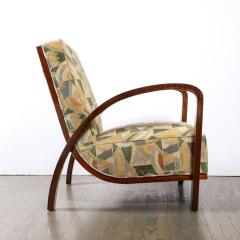 Pair of Art Deco Halabala Arm Chairs in Walnut Rare Clarence House Fabric - 3352580