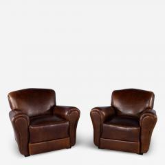 Pair of Art Deco Leather Club Chairs - 3066698