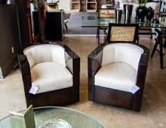 Pair of Art Deco Leather Lounge Chairs Circa 1940 s - 3314960