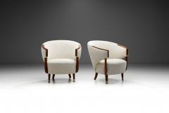 Pair of Art Deco Lounge Chairs with Brass Feet Scandinavia circa 1940s  - 3931794