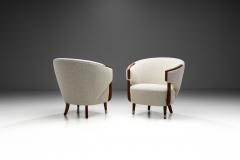 Pair of Art Deco Lounge Chairs with Brass Feet Scandinavia circa 1940s  - 3931795