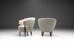 Pair of Art Deco Lounge Chairs with Brass Feet Scandinavia circa 1940s  - 3931796