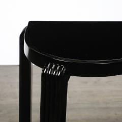 Pair of Art Deco Machine Age Black Lacquer Side Tables with Inset Vitrolite Tops - 4566640