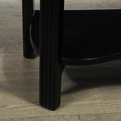 Pair of Art Deco Machine Age Black Lacquer Side Tables with Inset Vitrolite Tops - 4566649