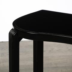 Pair of Art Deco Machine Age Black Lacquer Side Tables with Inset Vitrolite Tops - 4566674