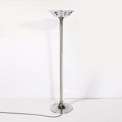 Pair of Art Deco Machine Age Chrome and Glass Rod Torchieres - 4304315