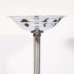 Pair of Art Deco Machine Age Chrome and Glass Rod Torchieres - 4304323