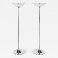 Pair of Art Deco Machine Age Chrome and Glass Rod Torchieres - 4306349