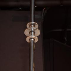 Pair of Art Deco Machine Age Skyscraper Style Blown Glass Chrome Pendant - 1461613