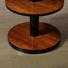 Pair of Art Deco Machine Age Three Tier Round Side Tables in Book Matched Walnut - 3898716