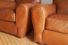 Pair of Art Deco Moustache Leather Club Chairs - 4616940