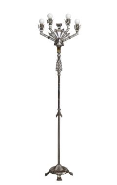 Pair of Art Deco Nickel Plated Floor Lamps - 2238350