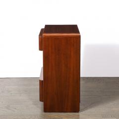 Pair of Art Deco Nightstands in Book Matched Walnut with Black Lacquer Accents - 4465705