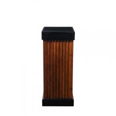 Pair of Art Deco Pedestals in Fluted Walnut Black Lacquer Bases w Glass Tops - 4347332