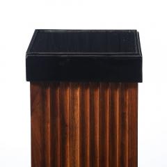 Pair of Art Deco Pedestals in Fluted Walnut Black Lacquer Bases w Glass Tops - 4347335