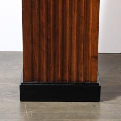 Pair of Art Deco Pedestals in Fluted Walnut Black Lacquer Bases w Glass Tops - 4347336