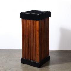 Pair of Art Deco Pedestals in Fluted Walnut Black Lacquer Bases w Glass Tops - 4347339