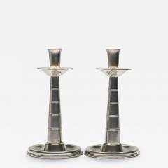 Pair of Art Deco Pewter Candlesticks by GAB Tenn Svensk - 1461731