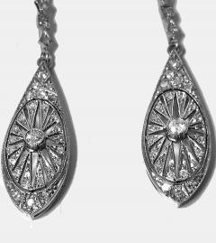 Pair of Art Deco Platinum and Diamond drop Earrings C 1920  - 1056752