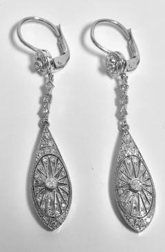 Pair of Art Deco Platinum and Diamond drop Earrings C 1920  - 1061096