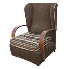 Pair of Art Deco Scrolled Arms Wing Chairs - 2774679