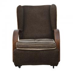 Pair of Art Deco Scrolled Arms Wing Chairs - 2774680