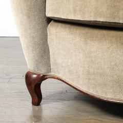 Pair of Art Deco Sinuous Club Chairs In Taupe Mohair Walnut Supports - 4653687
