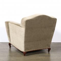 Pair of Art Deco Sinuous Club Chairs In Taupe Mohair Walnut Supports - 4653708