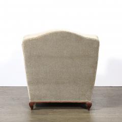 Pair of Art Deco Sinuous Club Chairs In Taupe Mohair Walnut Supports - 4653711
