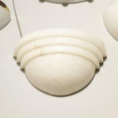 Pair of Art Deco Skyscraper Style Alabaster Sconces - 3703682