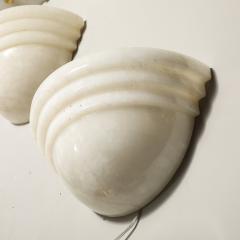 Pair of Art Deco Skyscraper Style Alabaster Sconces - 3703694