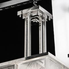 Pair of Art Deco Skyscraper Style Chandelier in Polished Nickel Signed by Sabino - 2659498