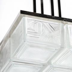 Pair of Art Deco Skyscraper Style Chandelier in Polished Nickel Signed by Sabino - 2659529