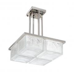 Pair of Art Deco Skyscraper Style Chandelier in Polished Nickel Signed by Sabino - 2659530