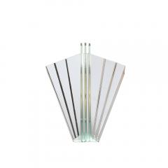Pair of Art Deco Skyscraper Style Polished Chrome Glass Fan Sconces - 2704883