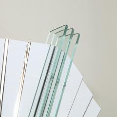 Pair of Art Deco Skyscraper Style Polished Chrome Glass Fan Sconces - 2704904