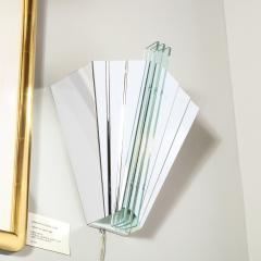 Pair of Art Deco Skyscraper Style Polished Chrome Glass Fan Sconces - 2704905