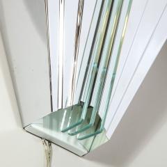 Pair of Art Deco Skyscraper Style Polished Chrome Glass Fan Sconces - 2704910