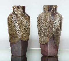 Pair of Art Deco Snakeskin Glaze Vases by Jean Pointu - 811776