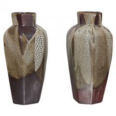 Pair of Art Deco Snakeskin Glaze Vases by Jean Pointu - 811781