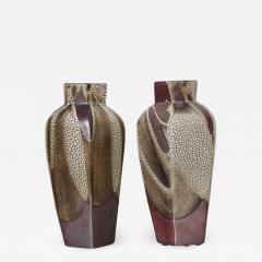 Pair of Art Deco Snakeskin Glaze Vases by Jean Pointu - 813191