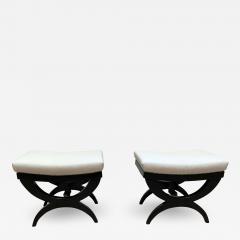 Pair of Art Deco Stools Tabourets Black Lacquer France circa 1940 - 1137812