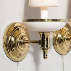 Pair of Art Deco Style Alabaster and Polished Brass Sconces - 4347575
