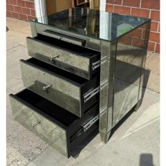 Pair of Art Deco Style Antiqued Mirrored Nightstand - 4150597