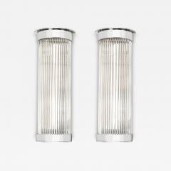 Pair of Art Deco Style Glass Rod Sconces in Chrome Fittings - 4515308